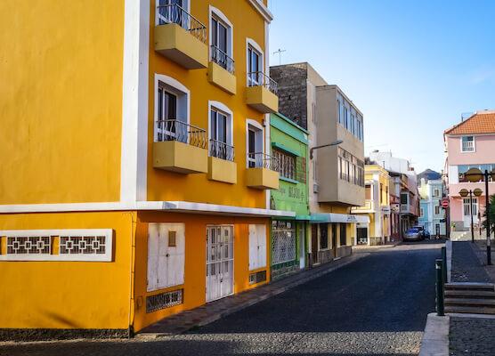 Mindelo street view in São Vicente, Cape Verde