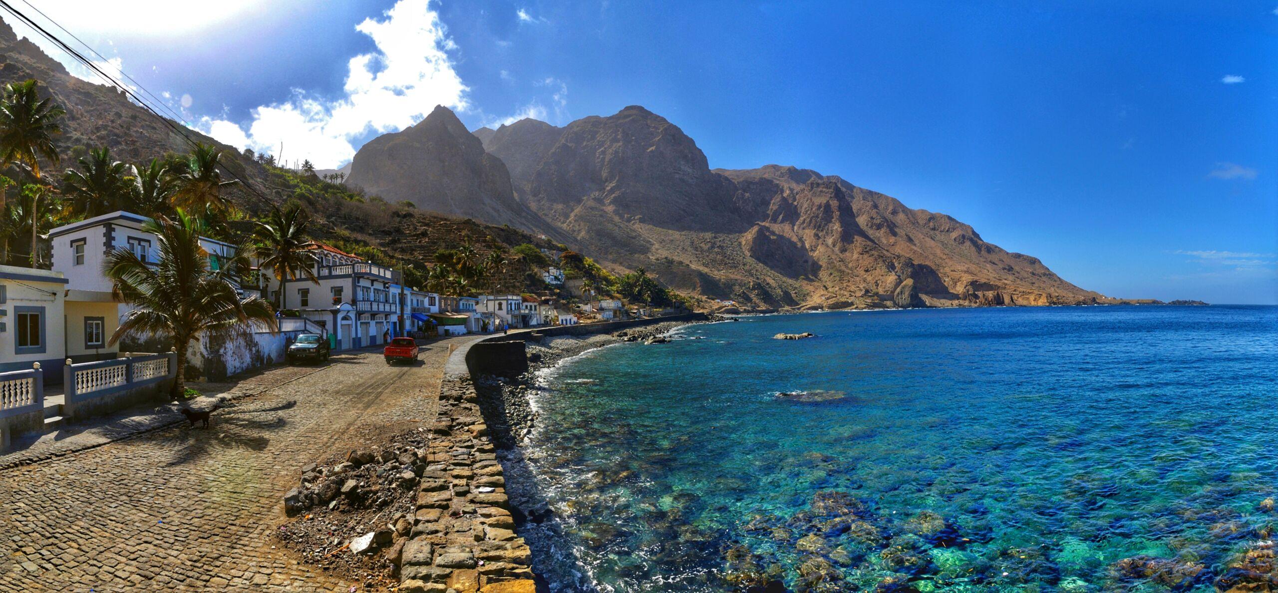 Cliffside village and mountains in Santo Antão, Cape Verde